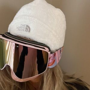 White North Face Fleece Beanie